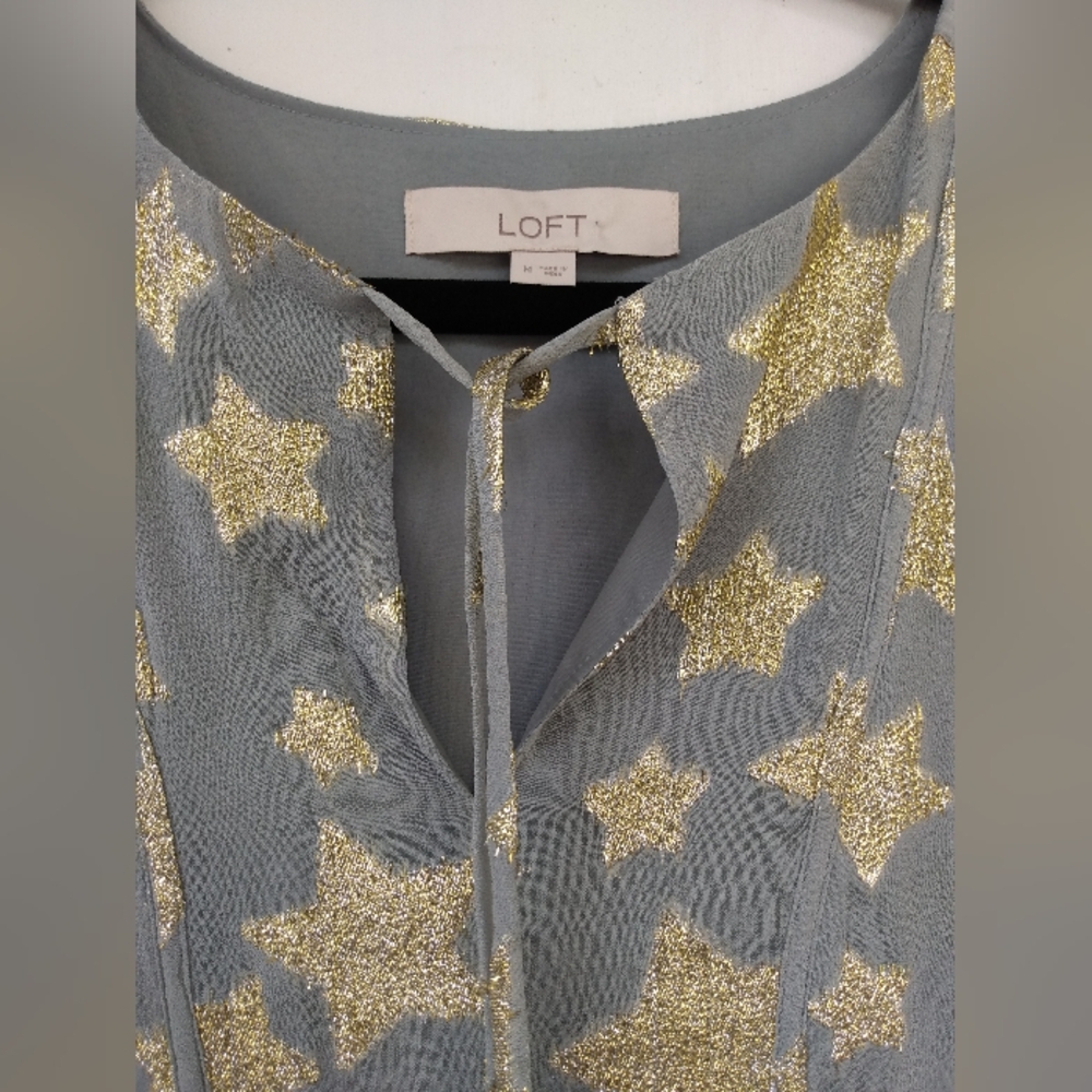 LOFT Gray and Gold Star Patterned Dress - Picture 6 of 10